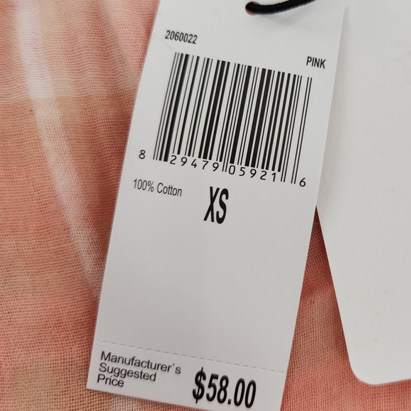 Chelsea & Theodore Peachy Pink Plaid Gauze Like Short Sleeve Womens Size XSmall - Picture 5 of 12